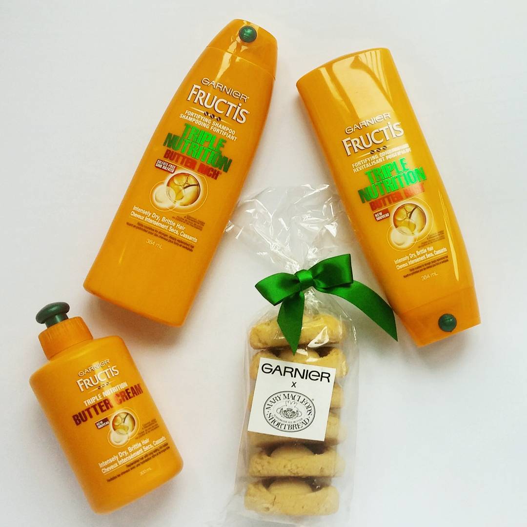 If you're battling dry, frizzy locks, @garniercan's #TripleNutrition shampoo&cond. are a necessity for the onslaught of misty, rainy days ahead. If you want to battle the overcast skies, stuff all of those #MaryMcleodsShortbread cookies in your 👄 #SolutionsForEverything