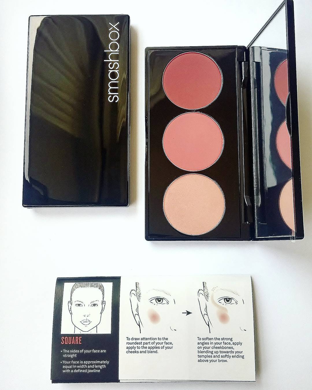 Need help with *where* to apply that stunning blush you just bought? @SmashboxCosmetics L.A. Lights Blush & Highlight palettes come with instructables for every face shape, two shades of blush and a highlight that suits, to boot! (Pictured: "Pacific Coast Pink" palette)